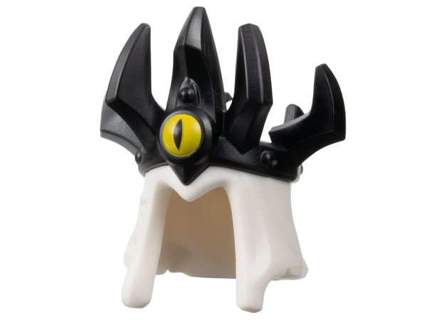 Minifigure, Headgear Hood with Molded Black Crown with 7 Spikes and Printed Yellow Eye with Slit Pupil Pattern