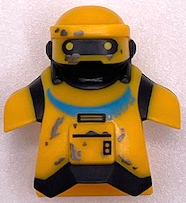 Minifigure, Head, Modified SW NED-B Loader Droid with 2 Back Studs with Black Neck, Visor and Lines, Medium Azure Collar and Silver Spots Pattern