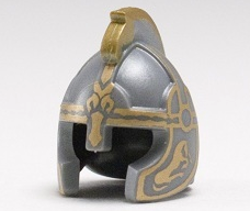 Minifigure, Headgear Helmet Castle with Cheek Protection and Comb with Gold Trim Pattern (Eomer)