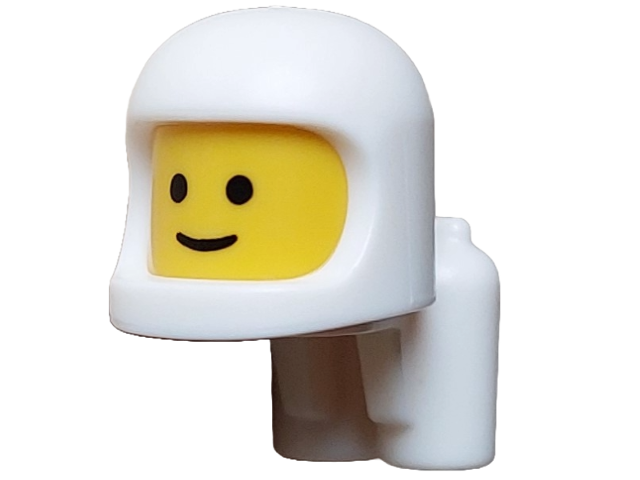 Minifigure, Head, Modified Baby / Toddler with Molded White Space Helmet and Air Tanks and Printed Black Grin and Eyes Pattern