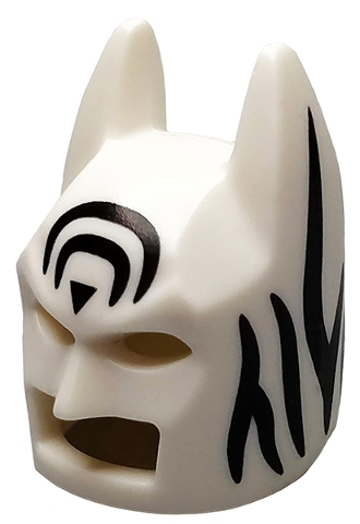 Minifigure, Headgear Mask Batman Cowl (Angular Ears, Pronounced Brow) with Black Zebra Stripes Pattern