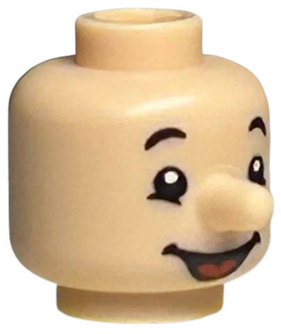 Minifigure, Head, Modified with Nose with Black Eyebrows and Smile with Tongue Pattern