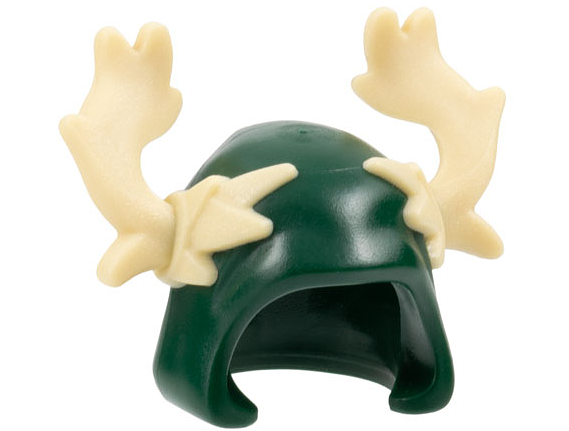 Minifigure, Headgear Hood with Molded Tan Moose Antlers Pattern