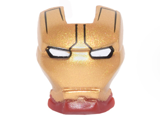 Minifigure, Visor Top Hinge with Gold Face Shield, Black Lines on Forehead and White Eyes Pattern