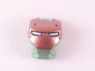 Minifigure, Visor Top Hinge with Copper Face Shield, White Eyes and 4 Rivets Pattern
