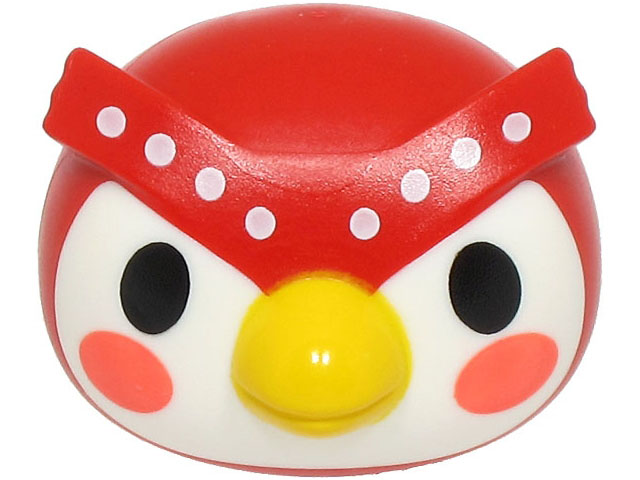 Minifigure, Head, Modified Owl with Molded White Face and Printed Black Eyes, Coral Cheeks, Yellow Beak and White Dots on Eyebrows Pattern