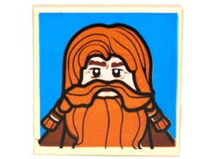 Tile, Modified 2 x 2 Inverted with Red-Haired Dwarf on Blue Background Pattern