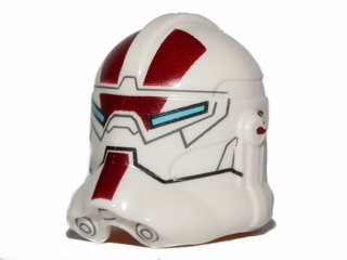 Minifigure, Headgear Helmet SW Clone Trooper (Phase 2) with Jek-14 Light Blue Visor and Dark Red Pattern