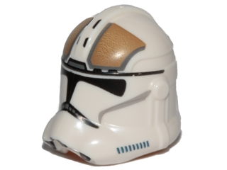 Minifigure, Headgear Helmet SW Clone Trooper (Phase 2) with Black Visor and Dark Tan Gunner Markings Pattern