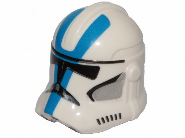 Minifigure, Headgear Helmet SW Clone Trooper (Phase 2) with Black Visor and Blue and Light Bluish Gray 501st Legion Markings Pattern