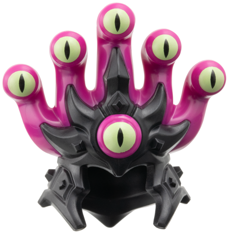 Minifigure, Headgear Helmet Crown with Molded Magenta Tentacles and Printed Yellowish Green Eyes with Slit Pupils Pattern