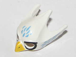 Minifigure, Headgear Mask Bird / Eagle with Yellow Beak, Medium Blue Feathers and Black Eye Circles Pattern