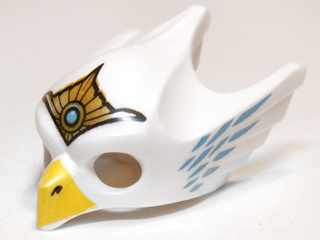 Minifigure, Headgear Mask Bird / Eagle with Yellow Beak, Gold Tiara, and Medium Blue Feathers Pattern