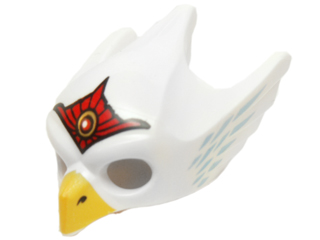 Minifigure, Headgear Mask Bird / Eagle with Yellow Beak, Red Tiara, and Medium Blue Feathers Pattern