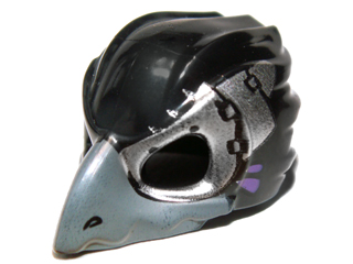 Minifigure, Headgear Mask Bird (Raven) with Dark Bluish Gray Beak and Silver Eye Patch Pattern