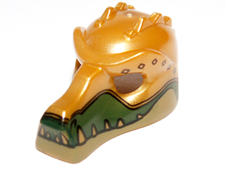 Minifigure, Headgear Mask Crocodile with Gold Teeth and Black Diamonds Pattern