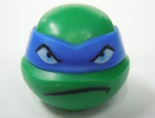 Minifigure, Head, Modified Ninja Turtle with Blue Mask and Frown Pattern (Leonardo)