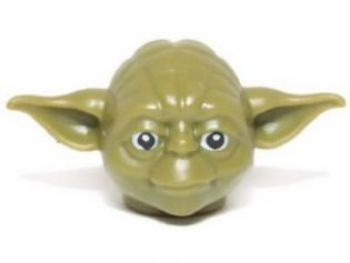 Minifigure, Head, Modified SW Yoda Curved Ears with Black Eyes and White Pupils Pattern