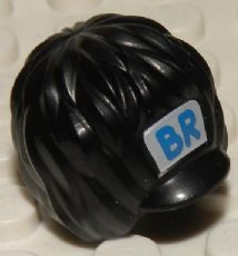 Minifigure, Headgear Hat, Royal Guard Bearskin Short with Blue 'BR' on White Background Pattern