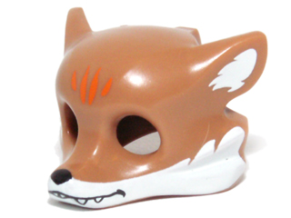 Minifigure, Headgear Mask Fox with White Fur and Orange Markings Pattern