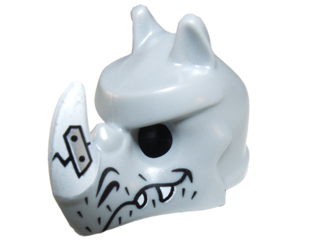 Minifigure, Headgear Mask Rhinoceros with Fangs, Stubble and Cracked White Horn Pattern