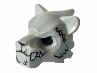 Minifigure, Headgear Mask Tiger with White Fangs, Fur, Purple Sinew Patches and Stitches Pattern