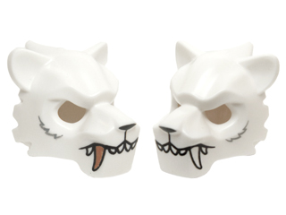 Minifigure, Headgear Mask Tiger with White and Copper Fangs and Light Bluish Gray Fur Pattern