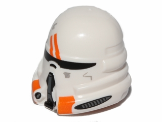 Minifigure, Headgear Helmet SW Airborne Clone Trooper with Orange Markings Pattern