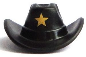 Minifigure, Headgear Hat, Cowboy with Gold Star Pattern