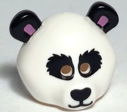 Minifigure, Headgear Mask Bear Rounded with Panda Black Eye Patches, Ears, Nose, and Mouth, Medium Lavender Auricles Pattern (BAM)