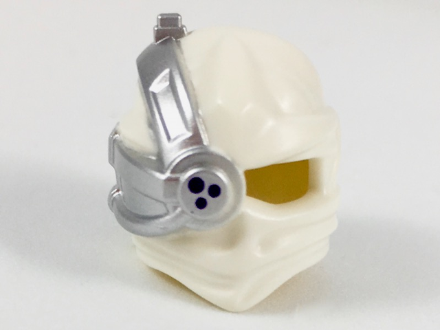 Minifigure, Headgear Ninjago Wrap with Silver Cyborg Eyepiece with Dark Purple Dots Pattern