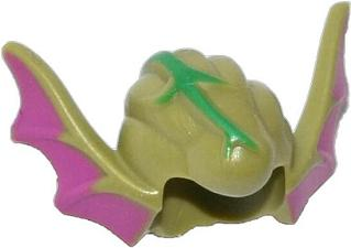 Minifigure, Headgear Head Top, Mutated Doctor O'Neil with Magenta Ears and Green Protruding Vein Pattern