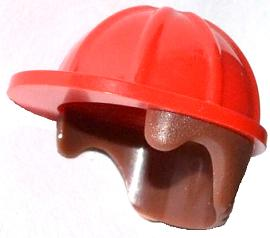 Minifigure, Headgear Helmet Construction with Molded Reddish Brown Short Straight Hair Pattern