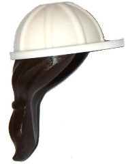 Minifigure, Headgear Helmet Construction with Molded Dark Brown Ponytail Hair Pattern