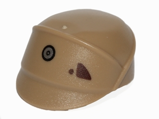 Minifigure, Headgear Cap, SW Imperial Officer with Silver and Black Code Disk and Dark Brown Stains Pattern