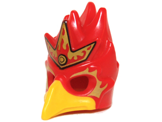 Minifigure, Headgear Mask Bird (Phoenix) with Yellow Beak and Elaborate Gold Headpiece with Red Flames Pattern