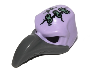 Minifigure, Headgear Mask Bird (Vulture) with Dark Bluish Gray Beak and Head Scars with Plasters Pattern