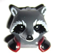 Minifigure, Head, Modified Raccoon with Dark Red and Black Shoulder Pads Pattern (Rocket)