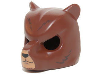Minifigure, Headgear Mask Bear with Black Nose and Dark Brown Fur Pattern