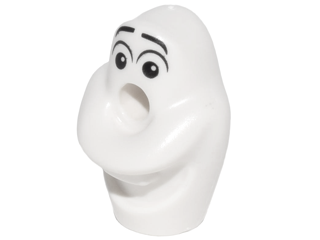 Minifigure, Head, Modified Olaf with Black Relaxed Eyebrows and Small Eyes Looking Left Pattern