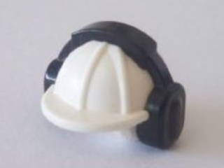 Minifigure, Headgear Helmet Construction with Molded Black Ear Protectors / Headphones Pattern