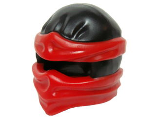 Minifigure, Headgear Ninjago Wrap Type 2 with Molded Red Wraps and Knot Pattern