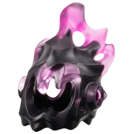 Minifigure, Headgear Head Cover, Flames Large with Side Holes with Marbled Trans-Dark Pink Pattern
