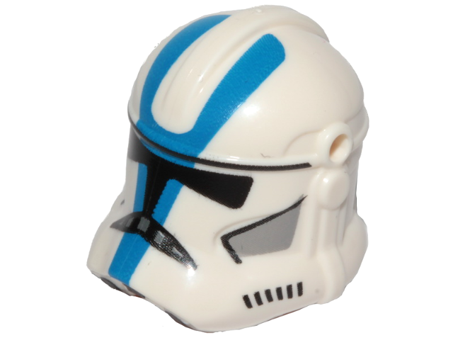 Minifigure, Headgear Helmet SW Clone Trooper (Phase 2) with Holes with Black Visor and Blue and Light Bluish Gray 501st Legion Markings Pattern