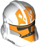 Minifigure, Headgear Helmet SW Clone Trooper (Phase 2) with Holes with Black Visor and Orange 332nd Company Pattern
