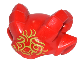 Minifigure, Headgear Head Top, Gargoyle Horns and Ears with Lime Lines Pattern