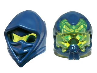 Minifigure, Headgear Ninjago Wrap Pointed with Narrow Eye Hole with Molded Trans-Neon Green Back Pattern