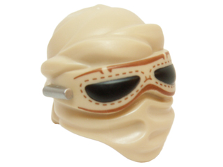 Minifigure, Headgear Layered Fabric Mask with Goggles with Black Lenses and Silver Bar Pattern