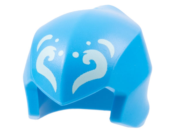 Minifigure, Headgear Ninjago Wrap / Hood Smooth with Light Aqua Dots and Swirls Pattern