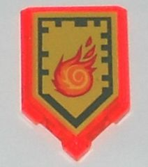 Tile, Modified 2 x 3 Pentagonal with Nexo Power Shield Pattern - Rolling Fireball